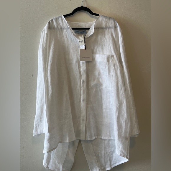 AYRTIGHT Wren Mackenzie Shirt Size XXL White Crispy NWT 100% Linen Summer Casual - Picture 4 of 8